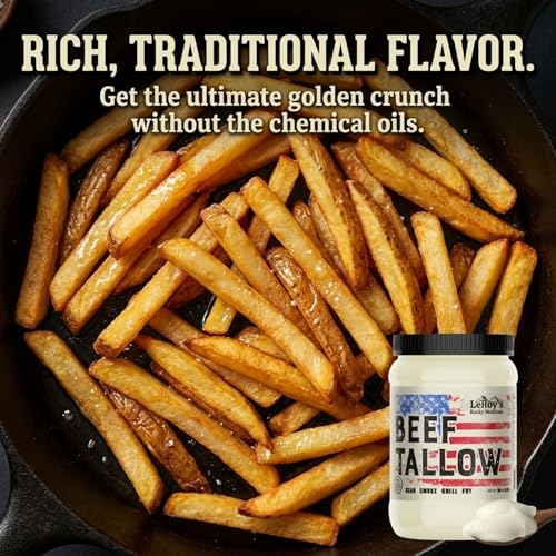 Image of LeRoy's Rocky Mountain Beef Tallow - 30 oz Jar - 100% Pure Rendered Beef Fat for Cooking, Frying & Grilling - High Smoke Point - Keto, Paleo & Carnivore Diet Friendly - No Additives, USA Made