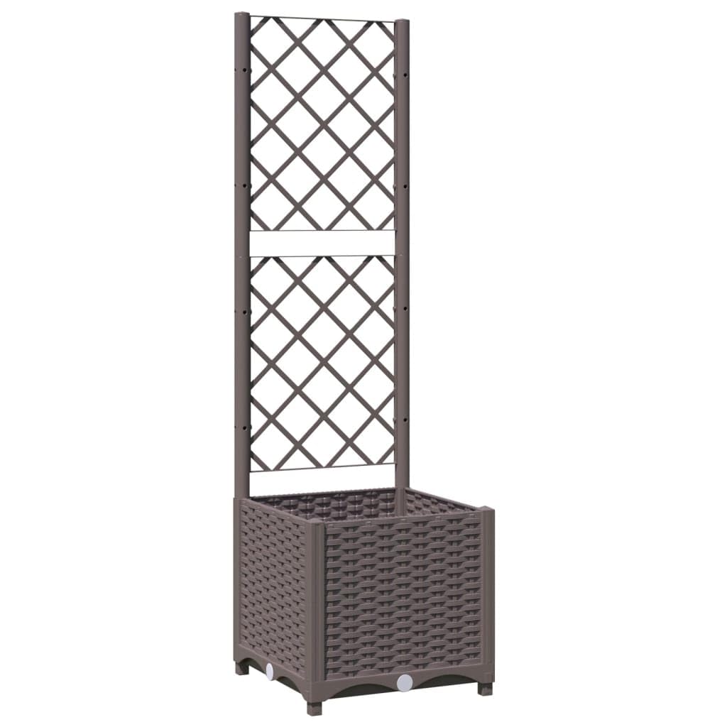 Vidaxl Garden Planter With Trellis Pp Outdoor Raised Bed Flower Box Brown