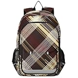 Mochila de agua para niños de 8 a 12 años: bolsas de libros de gran capacidad para niños en varios colores, retro, blanco, amarillo, rojo oscuro a cuadros