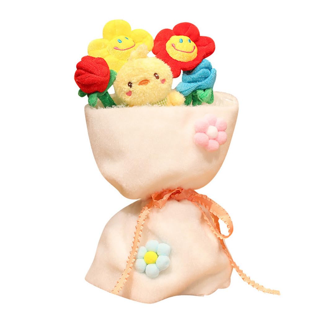 GracesDawn Plush Flowers, Rose Sunflower Bouquet, Plush Bouquet Toys, Cartoon Sunflower Bouquet Roses, Wedding Events, Mother's Day, Valentine's Day, Gift Decoration Gifts, Height 13.7 inches