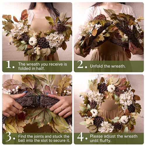  24'' Fall Wreath for Front Door with Lights  - image 6