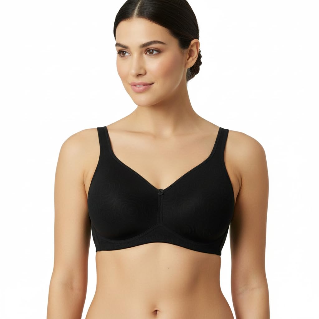 Selene, Reggiseno Donna Fascia Alta, Senza Ferretto e Imbottitura, con Motivo Floreale, Collezione Marivi, Colore Nero, Taglia 5D