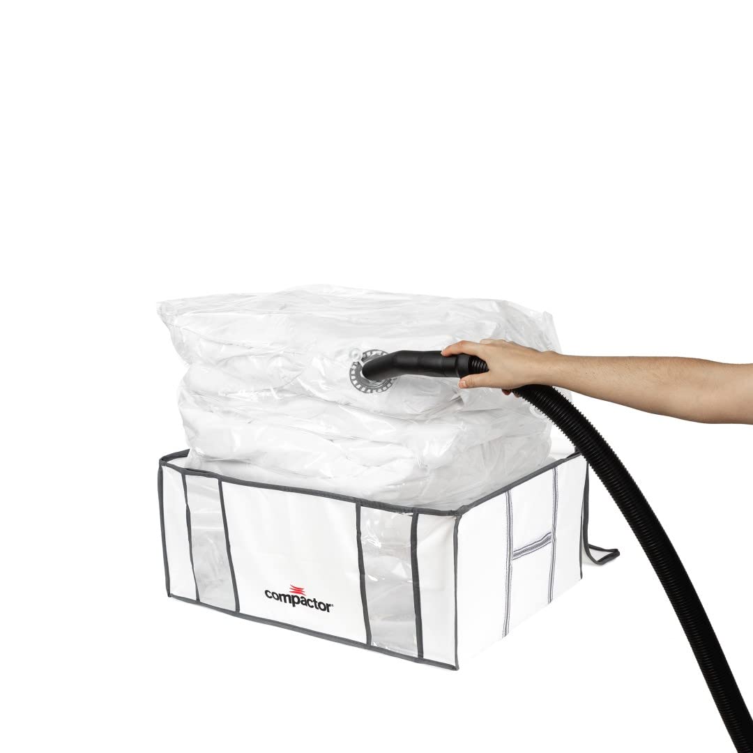 Compactor Lot de 2 Housses de Rangement Sous Vide, Taille XXL et M (210L et 125L), Blanc/Gris "Life", RAN7023