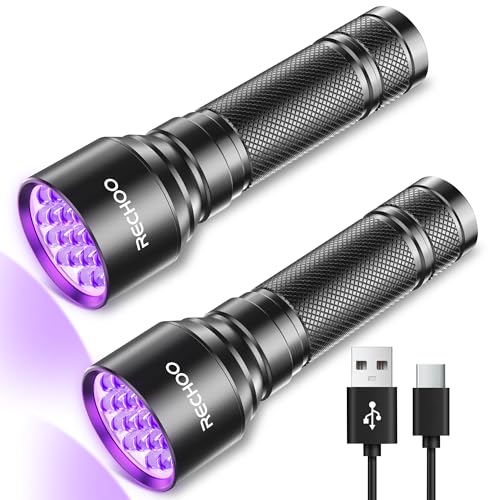 RECHOO 2-Pack Rechargeable UV Flashlights