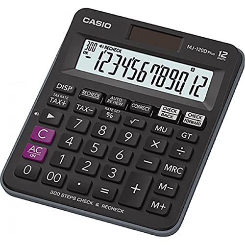 Casio MJ-120D Plus - BK 300 Steps Check and Correct Desktop Calculator with Tax & GT Keys
