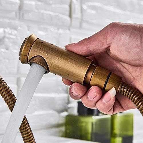 Robinet eau chaude et froide en laiton antique et manette céramique de luxe