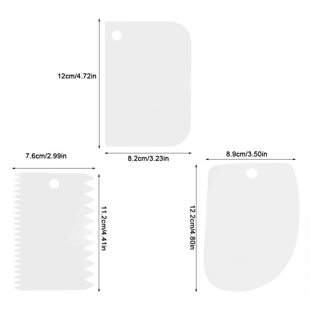 Fdit 3pcs/set Cream Spatulas Plastic Cream Dough Scraper Cutter Spatulas for Pastry Cake Decoration