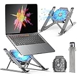 【Einstellbarer Laptophalter für Komfort】 Der ergonomische Laptophalter kann auf 6 Höhenstufen und Winkel auf eine perfekte Augenhöhe eingestellt werden, was dazu beiträgt, unangenehme Körperhaltungen zu reduzieren und Muskelschmerzen im Zusammenhang mit langem Sitzen zu minimieren. Bequem für die Arbeit zu Hause, im Büro und im Freien, erleichtern Sie das Tippen.