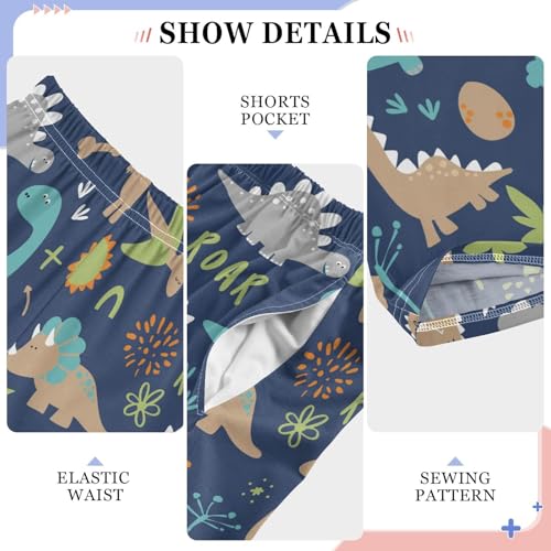 Dinosaurs Roar Boys Long Pants Soft Trousers Elastic Waist Kids Lounge Bottoms with Pockets S-XL4