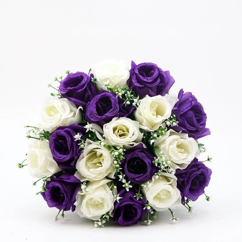 24 Bundles Artificial Plants Outdoor,UV Resistant Fake Flowers,Lavender Artificial Flowers Plastic Fake Faux Flowers Shrubs for Home Porch Garden Yard Window (24Pcs-Lavender)