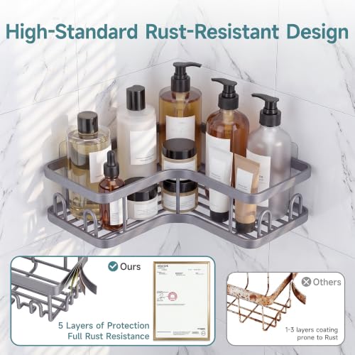 Image of Veken Large Capacity Corner Shower Caddy 6-Pack, Advanced Rustproof Design