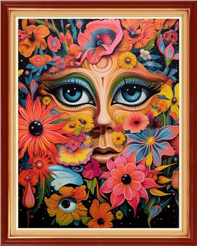 Image of DMCVIVR Stamped Cross Stitch Kits for Adults Beginners Embroidery Kits 11CT Needlepoint Kits Cross Stitch Patterns Embroidery Patterns&Flower Girl 16x20 inch