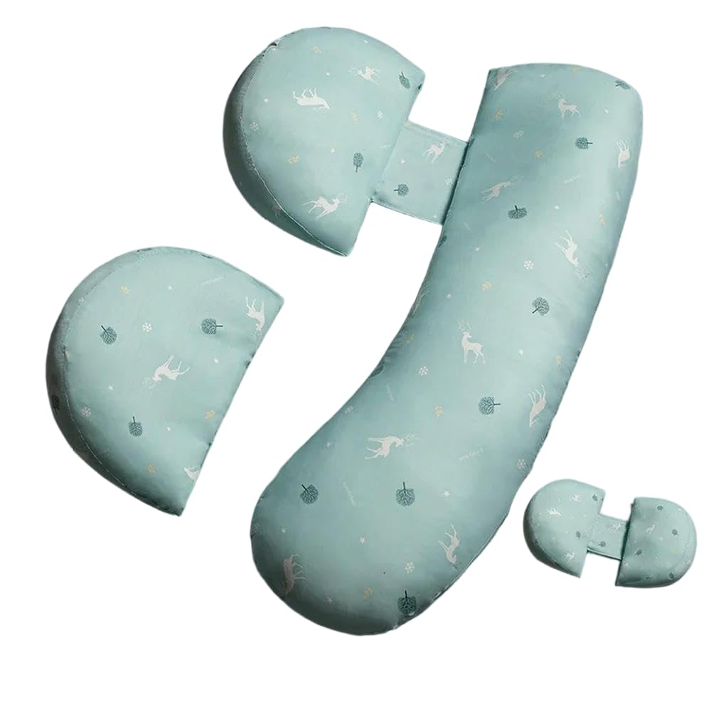 DYRBF, Cuscino per gravidanza a forma di U, per chi dorme di lato, a forma di H, con fodera in cotone, lavabile in lavatrice, supporto per pancia per donne incinte, rosa, bianco, verde, grigio