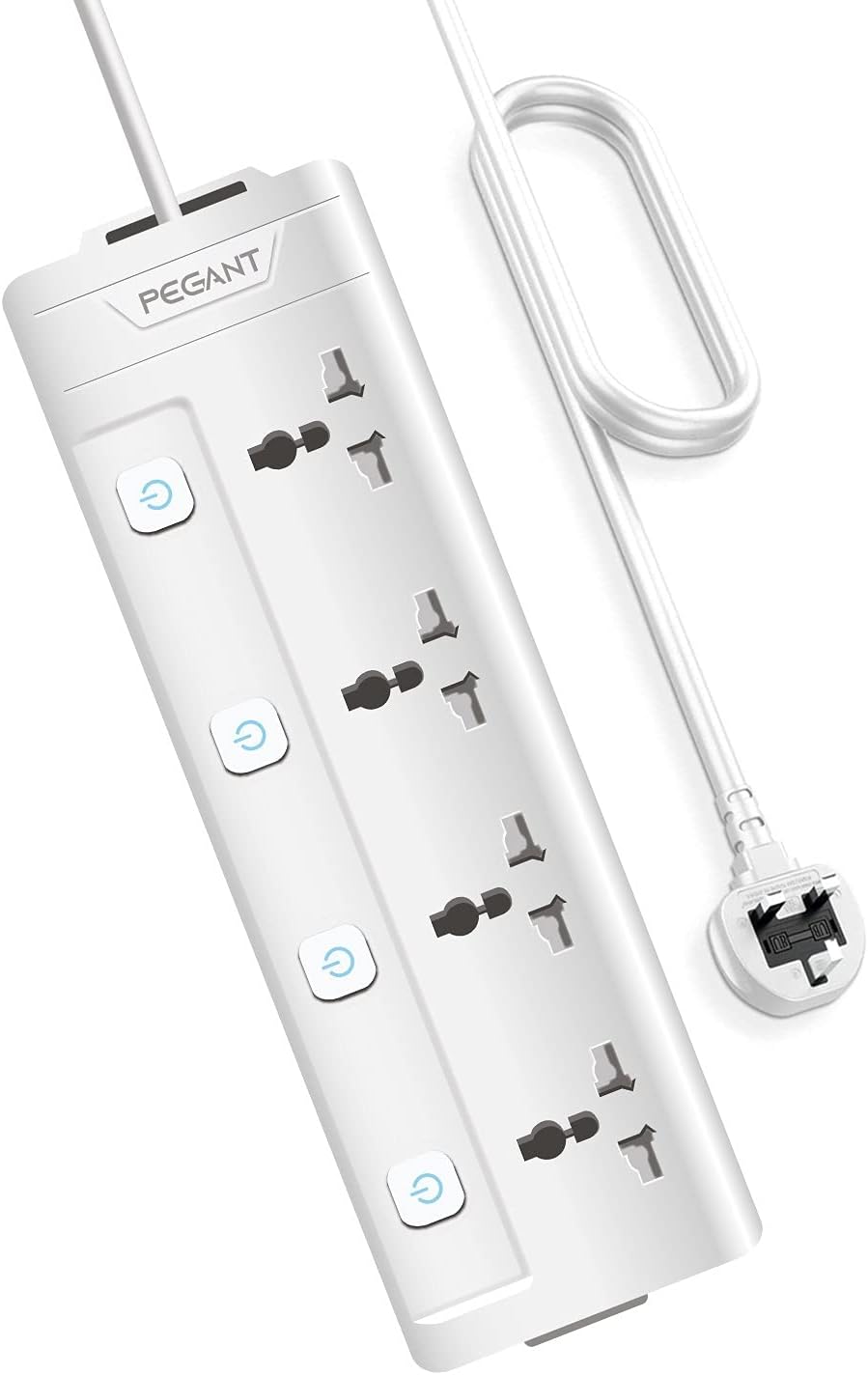 PEGANT 4 Way 3M Power Extension Cord 4 Universal Outlets Electrical Strip UK Plug 3 Meters Cable 250V 2500W Surge Protector (4 Way 3M) PEGANT 4 Way 3M Power Extension Cord 4 Universal Outlets Electrical Strip UK Plug 3 Meters Cable 250V 2500W Surge Protector (4 Way 3M)