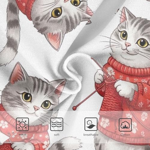 Toddler Girl Briefs, Gray White Cats Red Floral Girls Cotton Underwear, 2–8 Years3