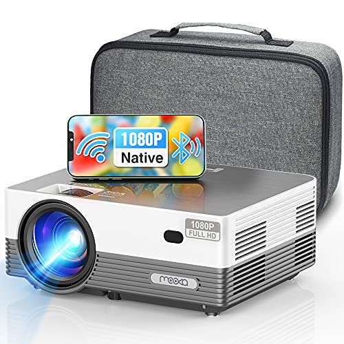 MOOKA Q6 Native 1080P WiFi Bluetooth Projector,Upgraded 8500L HD Video Projector with Carrying Bag,Support 4K &300"Display,Home&Outdoor Movie Projector Compatible with iOS Android PC TV Stick PS4