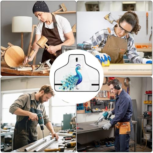 Delantal de trabajo azul con diseño de pavo real miniatura 6