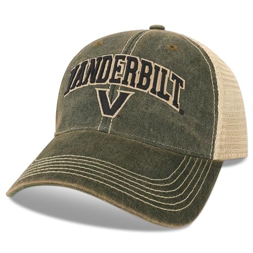 Legacy NCAA Officially Licensed Baseball Hat, Vanderbilt Commodores, Lightweight Cap for Men & Women, Old Favorite Trucker Adjustable (OFA), Black Trucker, One Size Fits Most, Snapback Closure