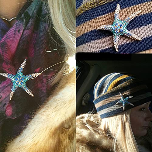 Image of Fashion Color Starfish Inlaid Rhinestones Alloy Brooch Pins Women Girls Accessories