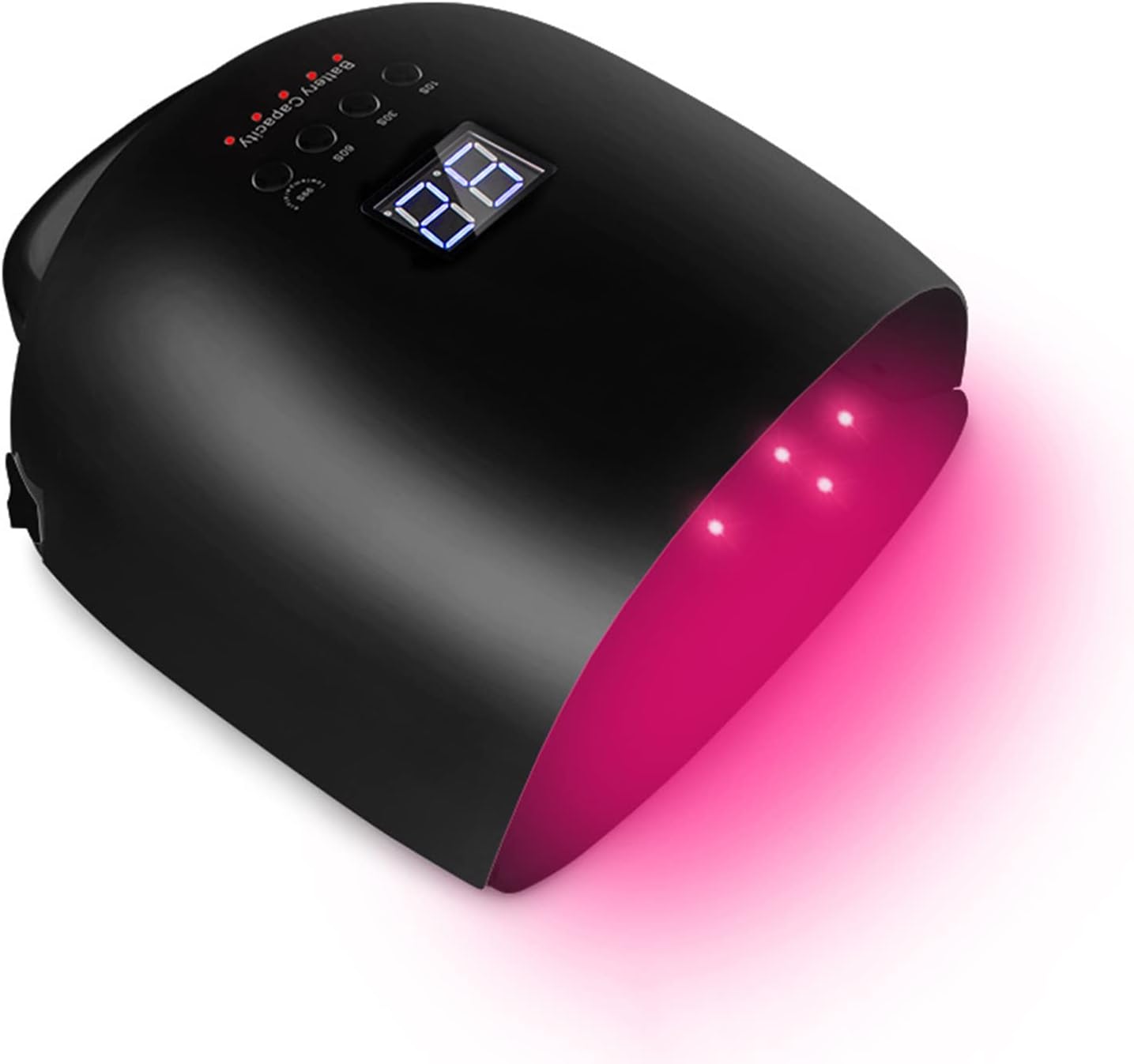 Red Light Rechargeable Nail LED Lamp Gel Polish Nail Dryer UV Curing Light Manicure Lamps Cordless Nail Art Lamp,Black