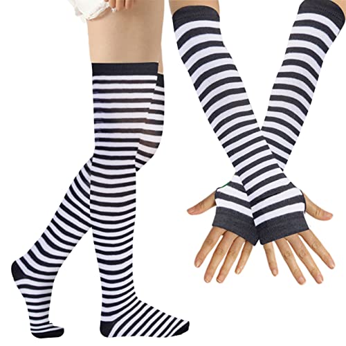 Image of Over Knee Rainbow Thigh High Socks Cosplay Accessories for Women Fashion Wild Long Striped Leg warmers
