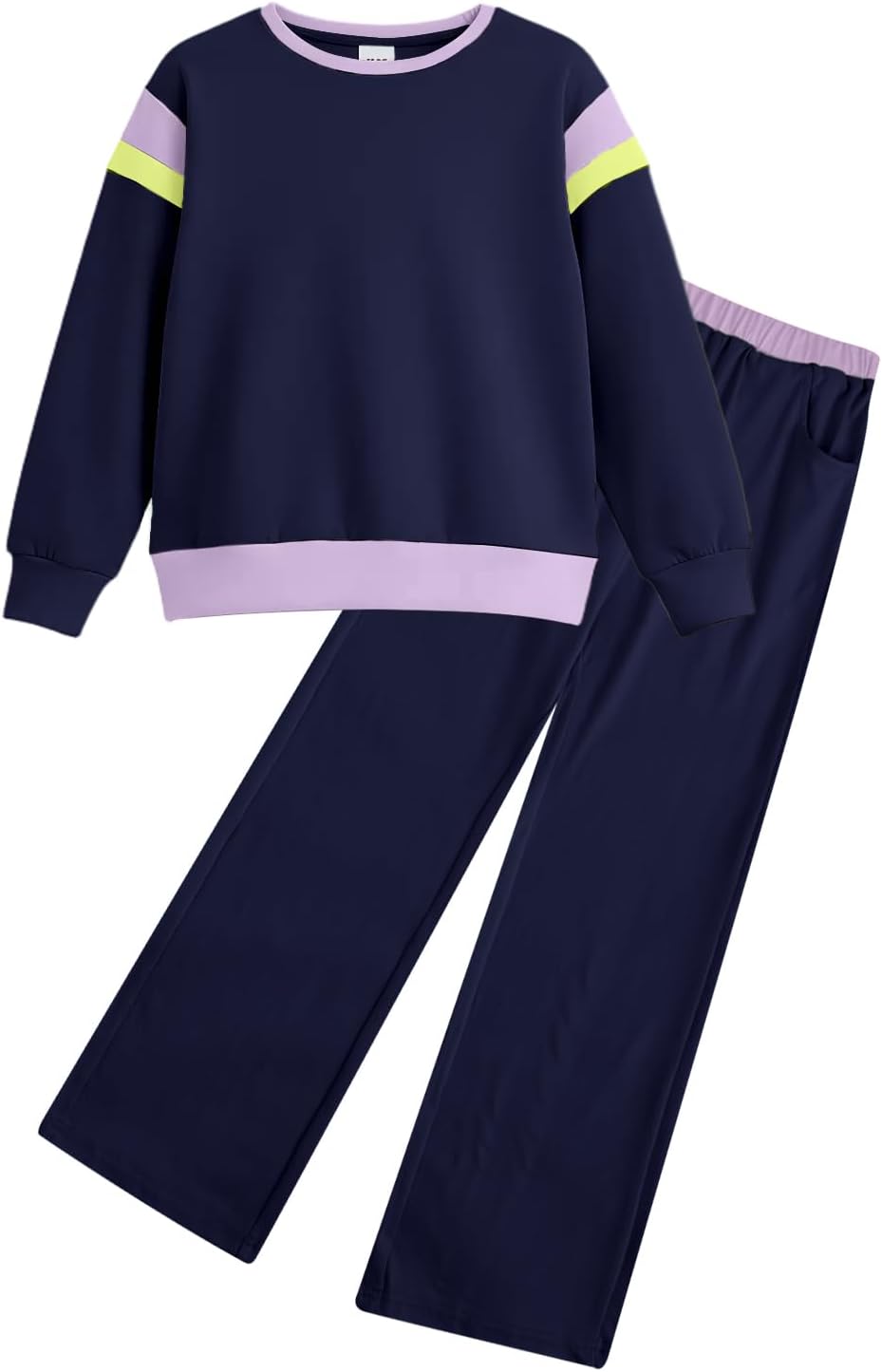 JiAmy Girls Clothing Sets 2 Piece Color Block Sweatsuit Long Sleeve Stylish Tops and Pants Clothes for 3-12 Years