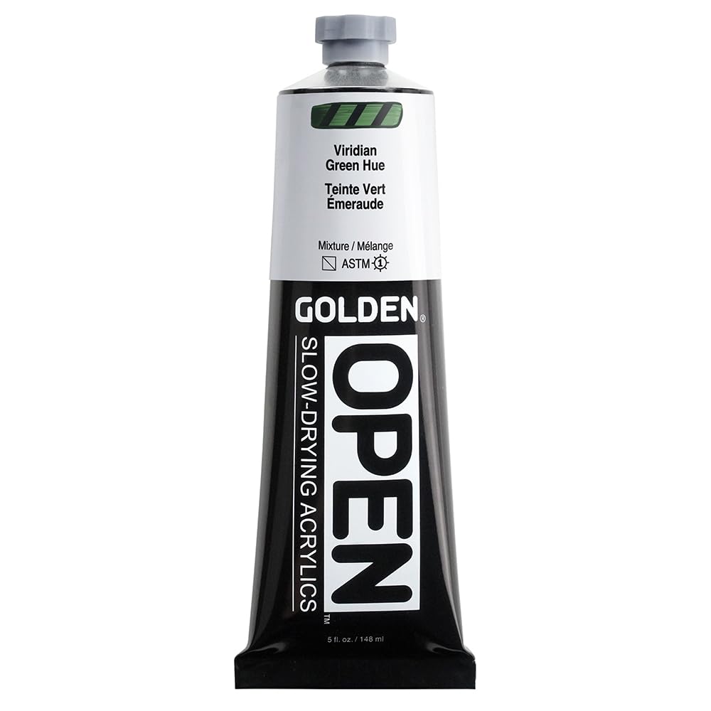 GOLDEN OPEN Slow-Drying Acrylics, Viridian Green Hue, 5 fl. oz. Tube Viridian Green Hue 5 Fl Oz (Pack of 1)