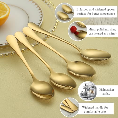 ReaNea Gold Dinner Spoons 24 Pieces, Stainless Steel Titanium Gold Plating Table Spoon, Soup Spoons, Use for Home, Restaurant, Wedding, Parties, Events, Christmax by ReaNea - Image 4