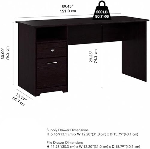 Miniatura 3 de Atlin Designs Escritorio contemporáneo de madera para computadora de 60 pulgadas con cajones en roble espresso