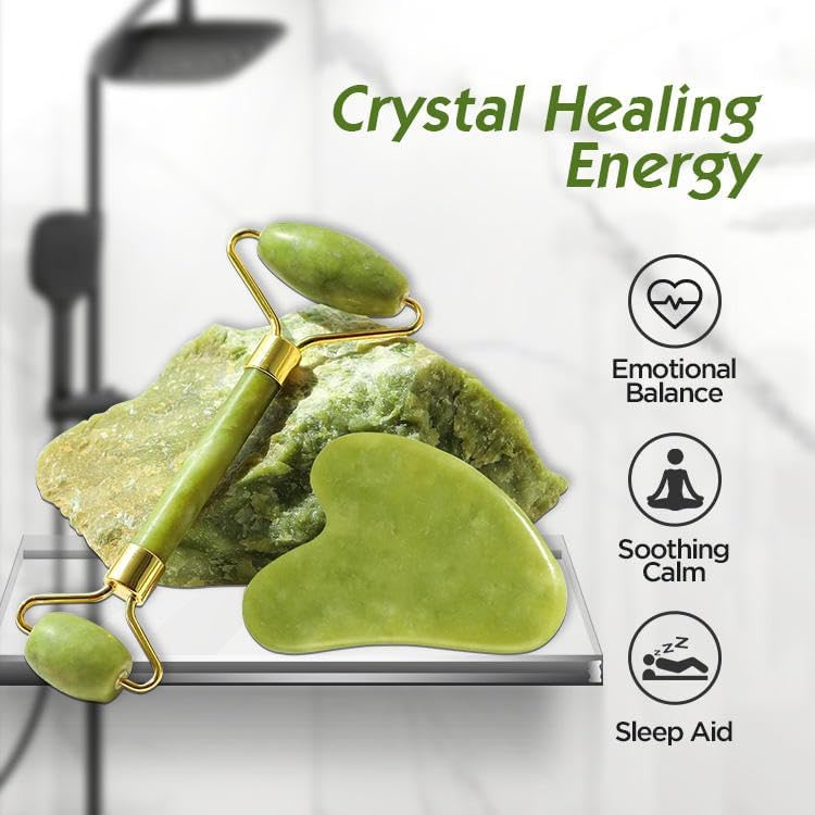 C2SK Facial Massager Jade Roller & Gua Sha Tool | Natural Stone for Face & Neck | Anti-Aging Skin Care, Wrinkle Reducer & Serum Absorption Tool 4