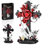 Tenhorses Gothic Cross Flower Building Set with Skull Hand for Adults
