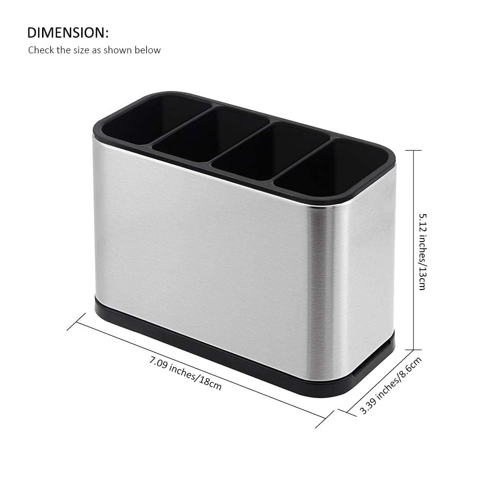 SARNESHWERAM Stainless Steel Kitchen Utensil Holder Drainer Cooking Utensil Holder Cutlery Holder Flatware Holder Sinkware Caddy Countertop Organizer 2
