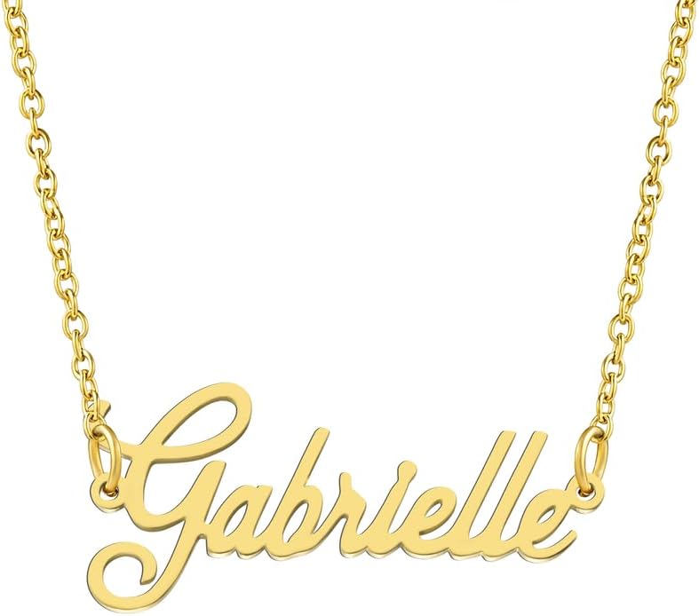 KISPER 18K Gold Plated Stainless Steel Personalized Name Pendant Necklace