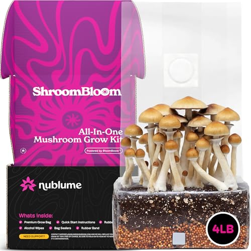 NuBlume Mushroom Growing Kit 4LB All-in-One Grow Bag with High-Yield Dung-Loving Substrate &