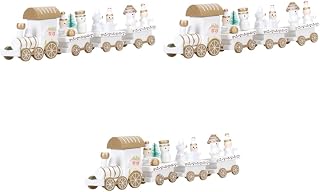 Toyvian 3 Pçs De Madeira Desenhos Animados Trem Relógio Trem Brinquedos Trem Para A Árvore De Natal Feriado Trem Expresso Bolo Kit Crianças Mesa Janela Decoração Suprimentos Desktop