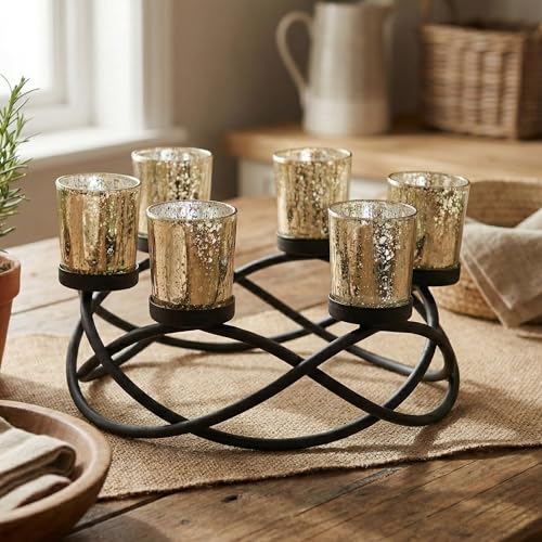 Seraphic Centerpieces for Table Decorations - Round Candle Holders for Outdoor Patio, Dining,...