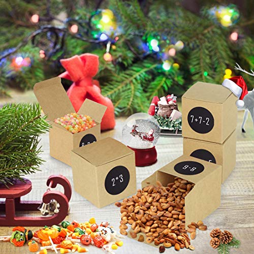 51Fn2Nz3AFL Bluelves Calendriers de l'Avent, DIY Boîtes pour Calendrier de l'Avent à Remplir, 24 Papier Kraft Set de Boîtes Calendrier, Calendriers de Noël, Cadeaux de Noël, Boites Cadeau Noël avec Autocollants
