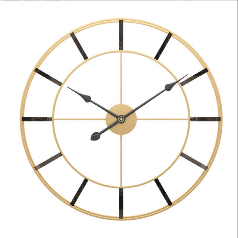 Horloge murale de jardin géante en fer forgé doré 50 cm pour décoration extérieure élégante