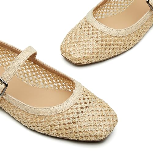 Trary Mary Jane Shoes Women Woven Flats for Women Dressy Ballet Flats Squared Toe Mary Jane Flats Shoes2