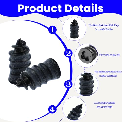 Image of 80 PCS Tire Repair Rubber Nails Kit, with 1 Tubes of Tire Sealant Glue, 2026 New Screw in Tire Plugs Kit, Fast Self-Service Tire Plugs Screw Type for Car Motorcycle Truck Tractor Puncture Repair