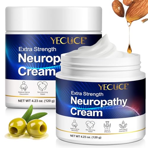 2-Pack Neuropathy Pain Relief Cream for Feet Hands & Legs - Plant-Powered Non-Greasy Formula for Tingling & Burning Sensations 120g Each