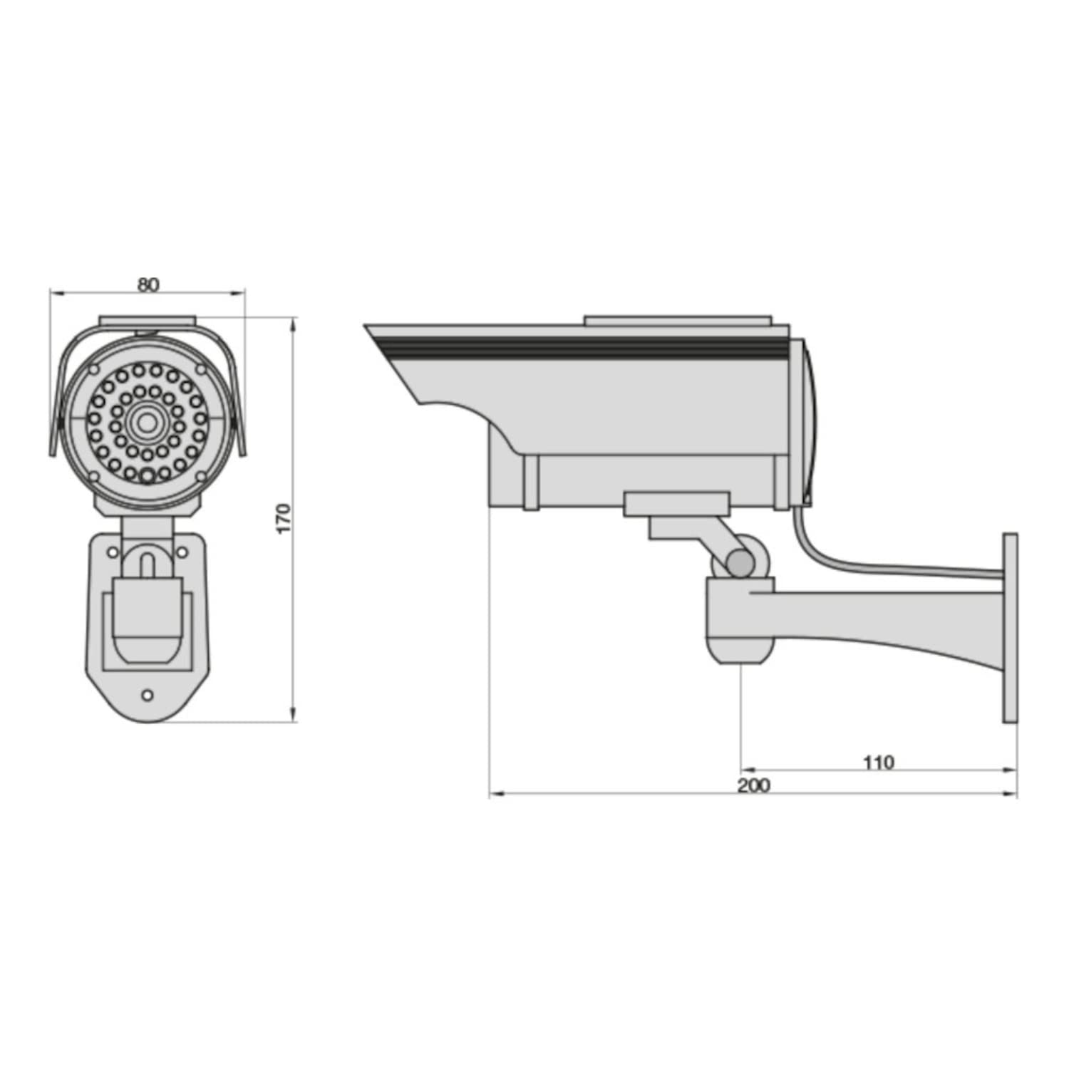 BASI Lot de 4 caméras solaires factices avec lumière LED clignotante - Caméra factice - Caméra de sécurité - Caméra de surveillance pour intérieur et extérieur - Fonctionne à l'énergie solaire -