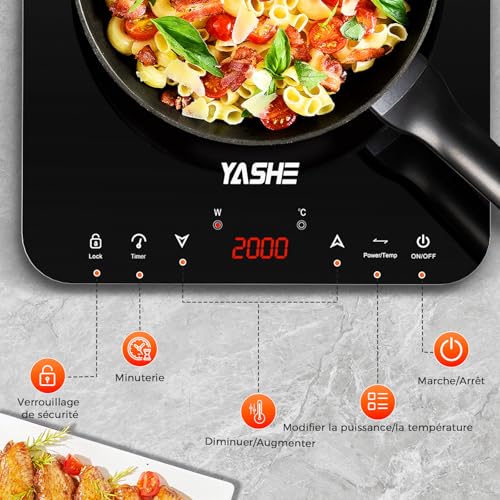 Plaque à induction portable YASHE 2000W avec commande tactile et minuterie - 3