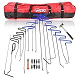 Paintless dent repair Tools - WHDZ Rods dent repair kit - PDR Rods Auto Body Dent Repair Hail Damage Removal Tools with Dent Hammer Tap Down PDR Rods Tool for Car Dent Ding Removal