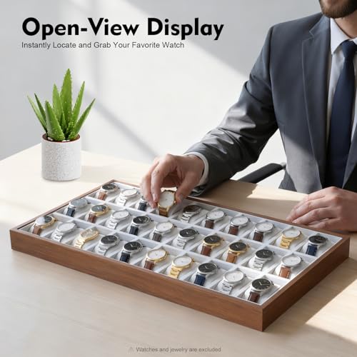 EasegantEl Boîte à Montres à 30 Emplacementst,Coffret à Montres, Écrin,Organisateur Montre Dressing Table,Présentoir Bijoux Maison,Compartiments Velours,pour stocker montres,autres objets de valeur. – vue 5