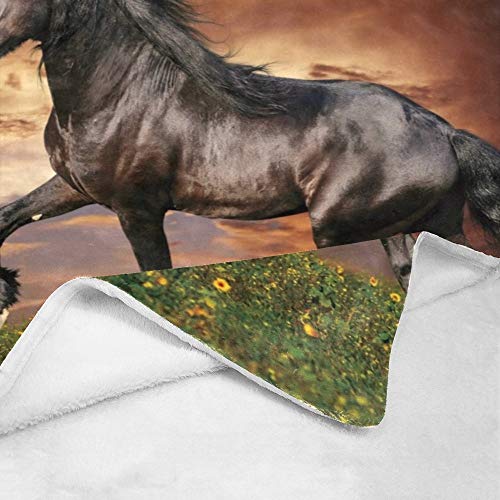 Cuxweot Custom Blanket With Name Text Personalized Running Horse Soft Fleece Throw Blanket For Gifts (50 X 60 Inches) #TOP3