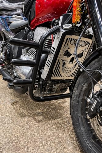 Image of Asco Motors Matte Black 3-Rod Engine & Leg Guard - Compatible with Jawa & Yezdi (2025-26) Models (42, 42FJ, Perak, Bobber, Classic 350, Roadster,)