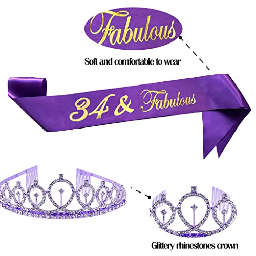 Tiara de fiesta morada para una celebración de 34 cumpleaños inolvidable 3