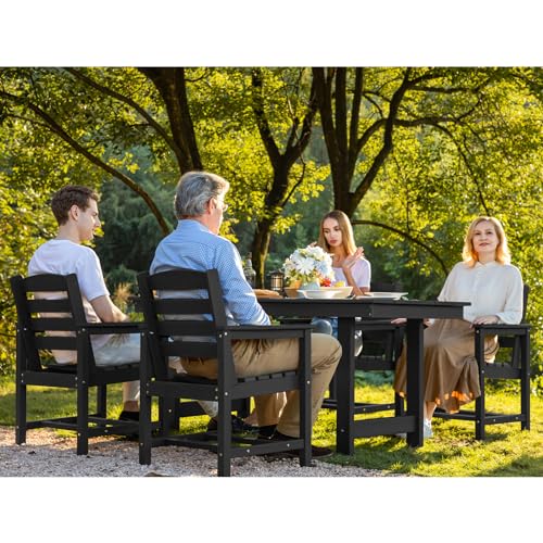 Serwall 7-Piece Patio Dining Table Sets, Outdoor Hdpe Dining Furniture Set With Umbrella Hole Cut-Out Table And 6 Chairs thumb #7