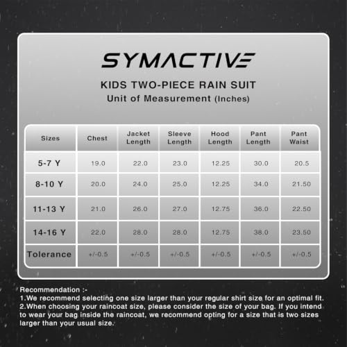 Image of Amazon Brand - Symactive Raincoat for Kids | Waterproof Jacket and Pant Set | Polyester with PVC Coating | Seam Sealed | High Neck Hood | Reflective Branding | Black, 8 to 10 Years
